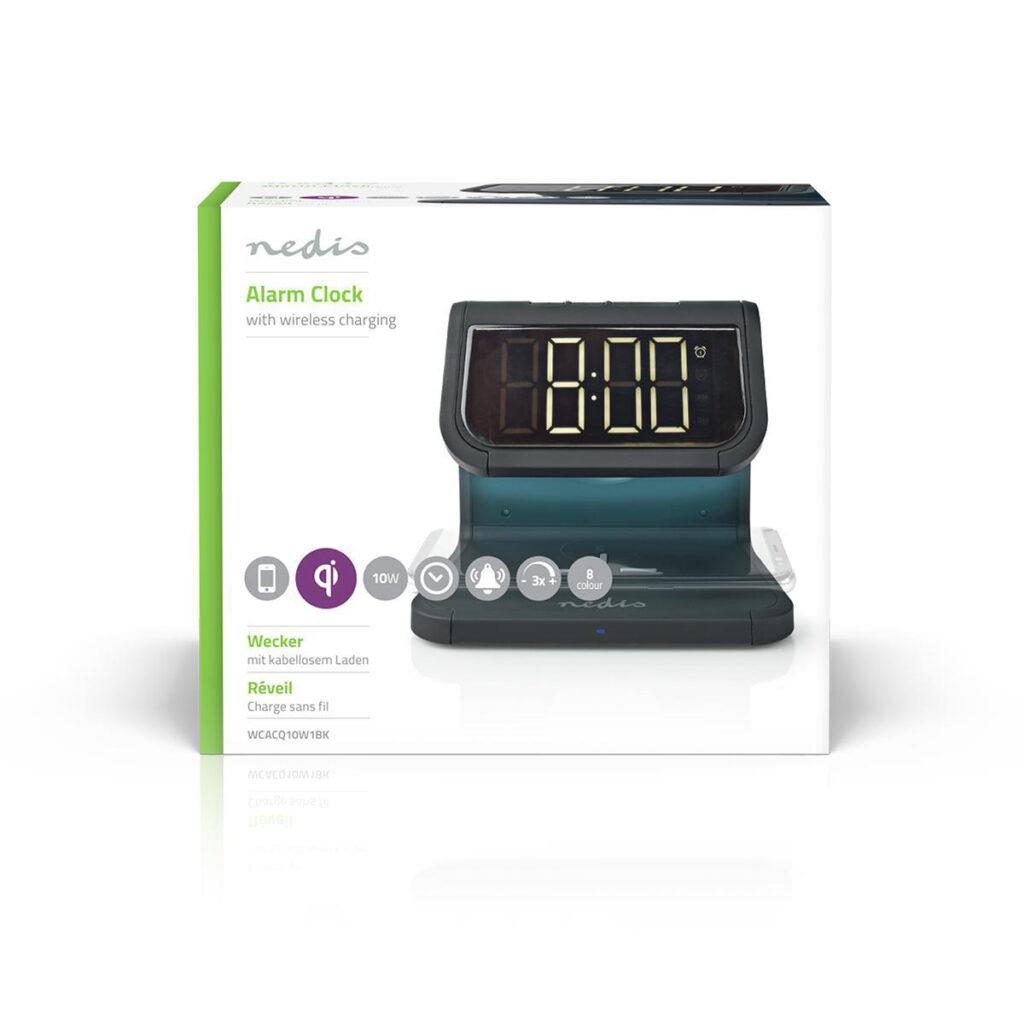 ceas cu alarma nedis incarcator wireless qi lumina multicolora negru 15