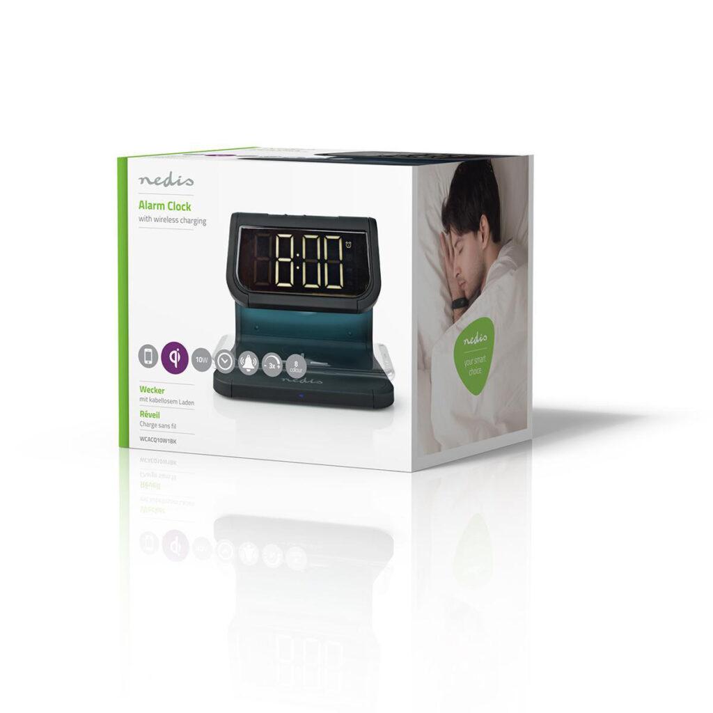 ceas cu alarma nedis incarcator wireless qi lumina multicolora negru 16