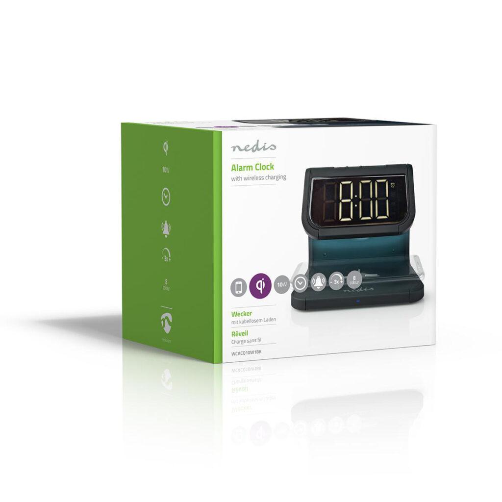 ceas cu alarma nedis incarcator wireless qi lumina multicolora negru 17