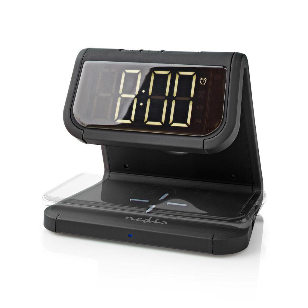 ceas cu alarma nedis incarcator wireless qi lumina multicolora negru 8