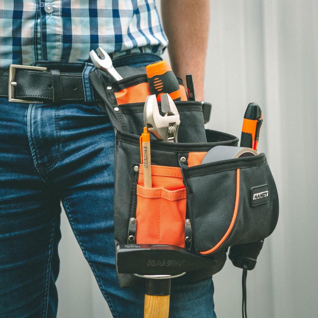 centura port scule din poliester cu suport pentru ciocan si ruleta handy 10247 1