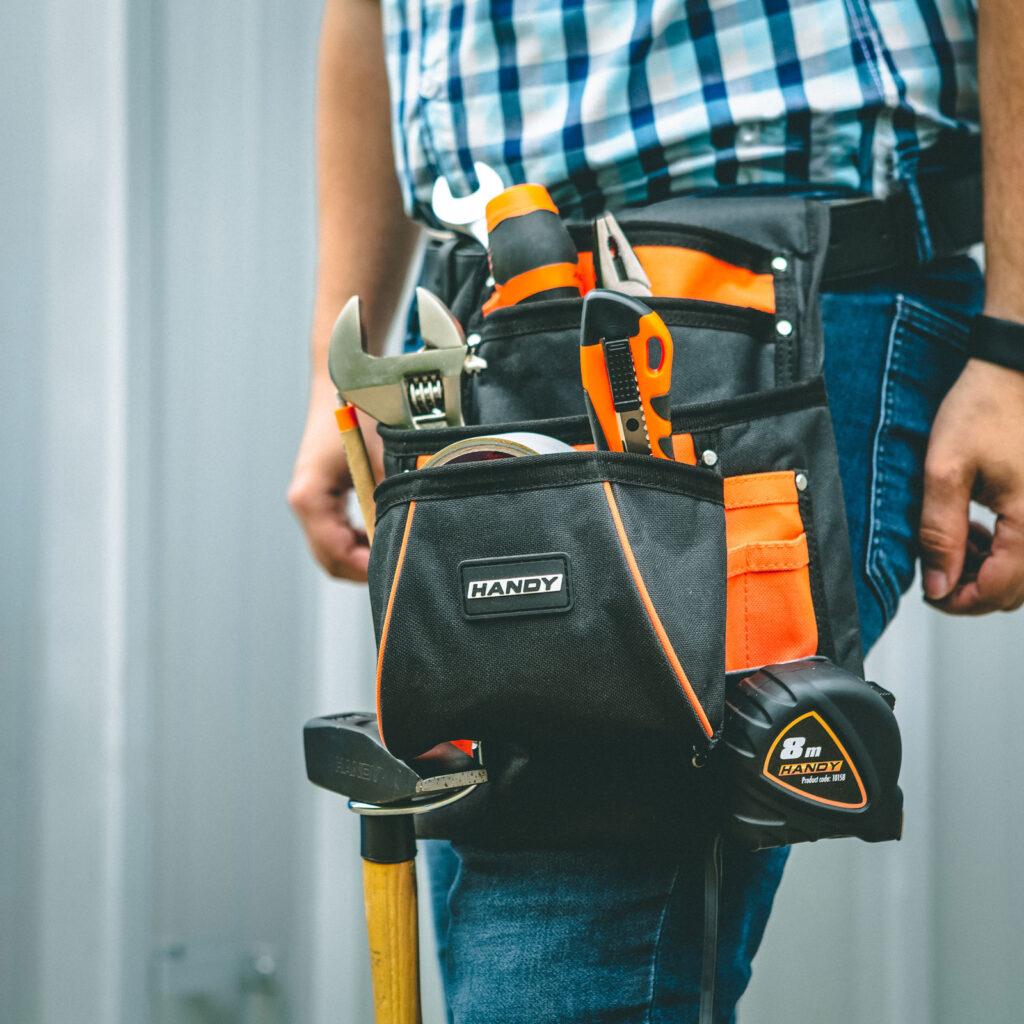 centura port scule din poliester cu suport pentru ciocan si ruleta handy 10247 2