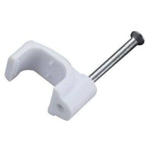 cleme clips fixare cablu patrat plastic cu cui 5mm alb 100buc well