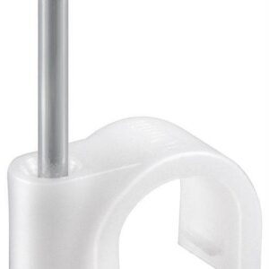 cleme clips fixare cablu rotund plastic cu cui 4mm alb 100buc goobay
