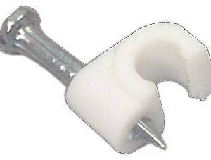 cleme clips fixare cablu rotund plastic cu cui 6mm alb 100buc well