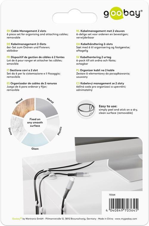 cleme pentru gestionarea cablurilor cu 2 sloturi goobay set 6buc alb 9