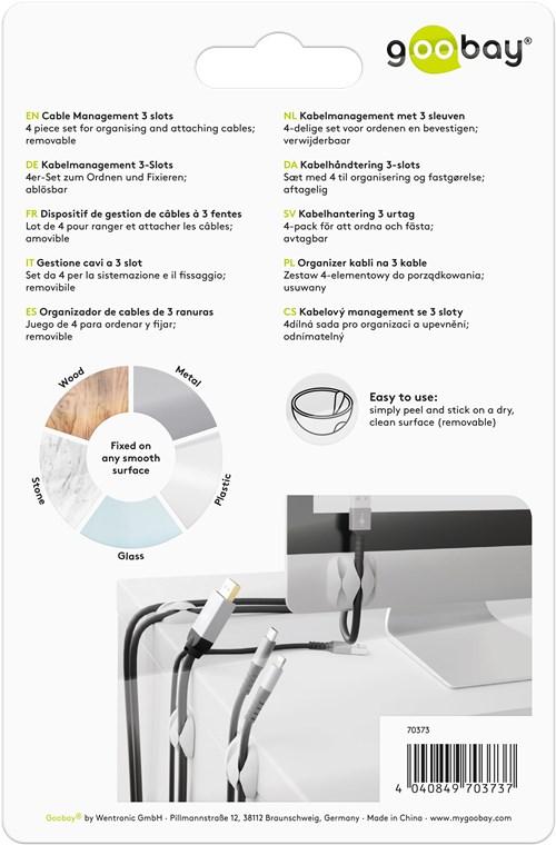 cleme pentru gestionarea cablurilor cu 3 sloturi goobay set 4buc alb 9