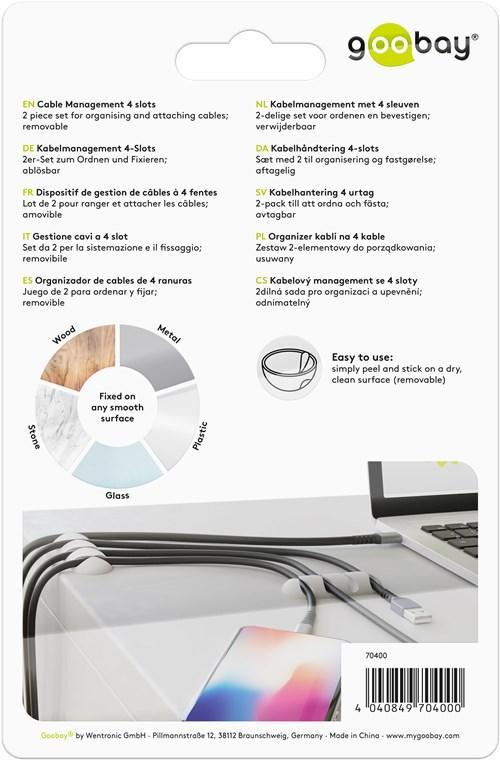 cleme pentru gestionarea cablurilor cu 4 sloturi goobay set 2buc alb 6