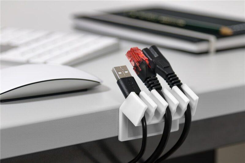 cleme pentru gestionarea cablurilor cu 5 sloturi goobay set 2buc alb 4