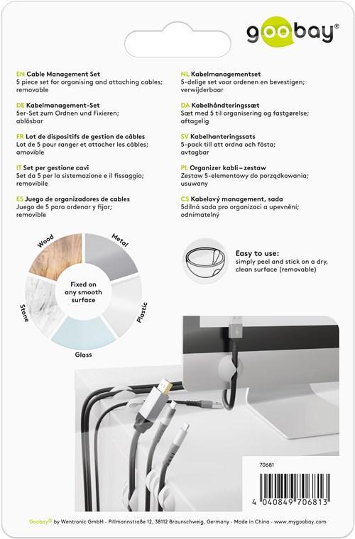 cleme pentru gestionarea cablurilor goobay set 5buc alb 2