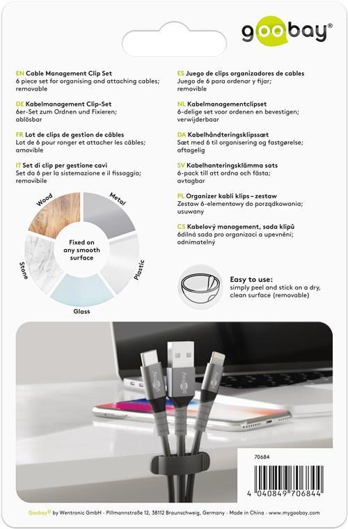 cleme pentru gestionarea cablurilor goobay set 6buc negru 5