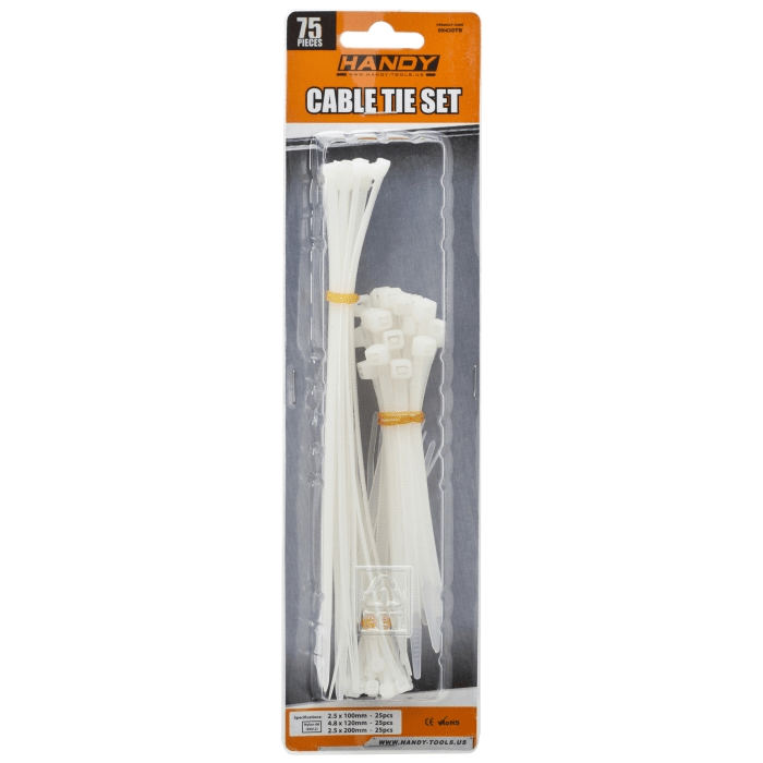 coliere plastic albe 75buc handy