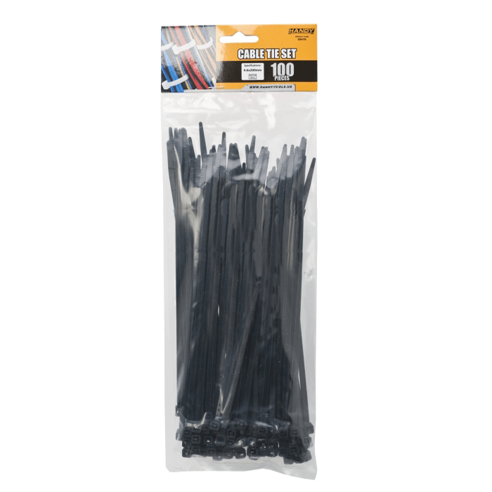 coliere plastic negru 200x46mm 100buc handy