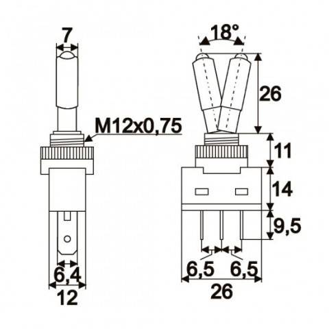 comutator 2 pozitii off on 1 circuit 20a 12v cu led verde cu retinere 1