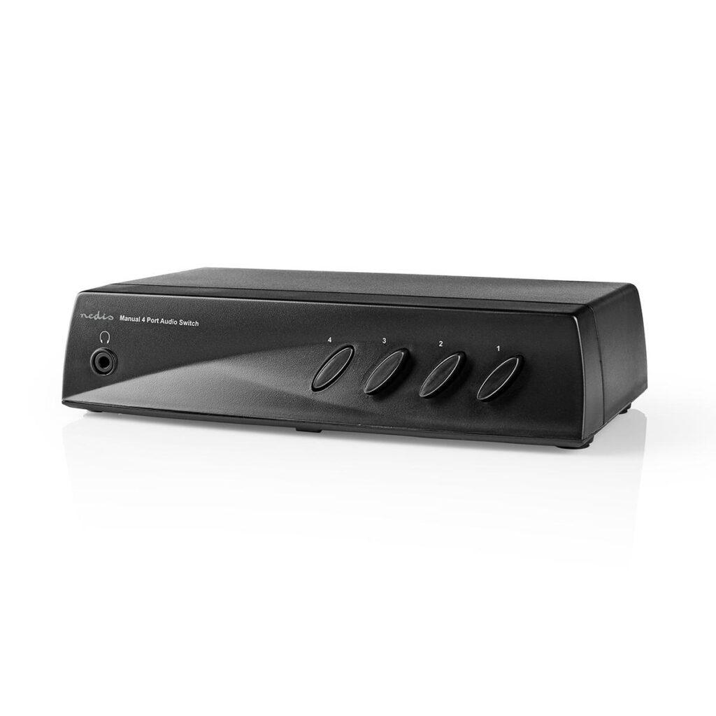 comutator audio analogic nedis 4x 2x rca stereo mama 1x rca stereo mama iesire casti negru 2