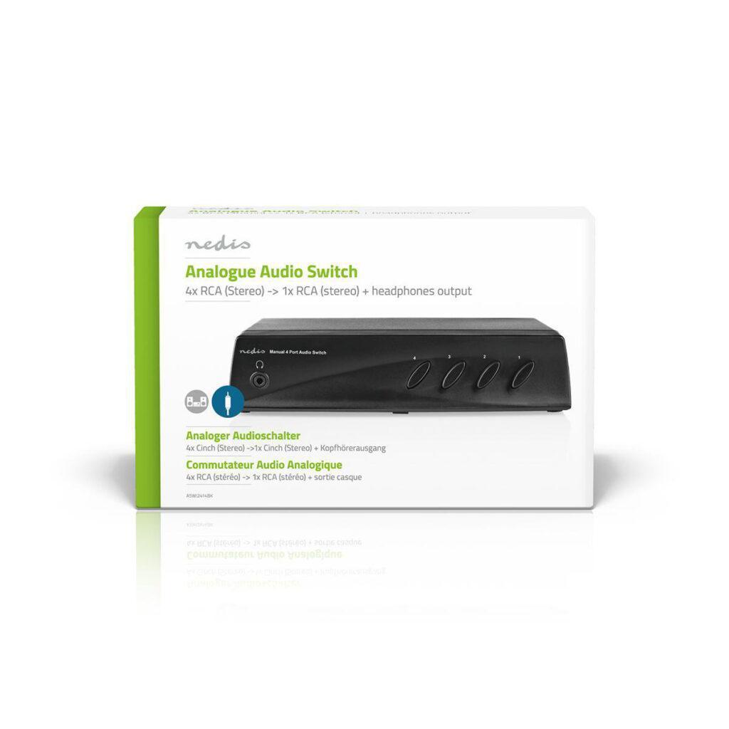 comutator audio analogic nedis 4x 2x rca stereo mama 1x rca stereo mama iesire casti negru 7
