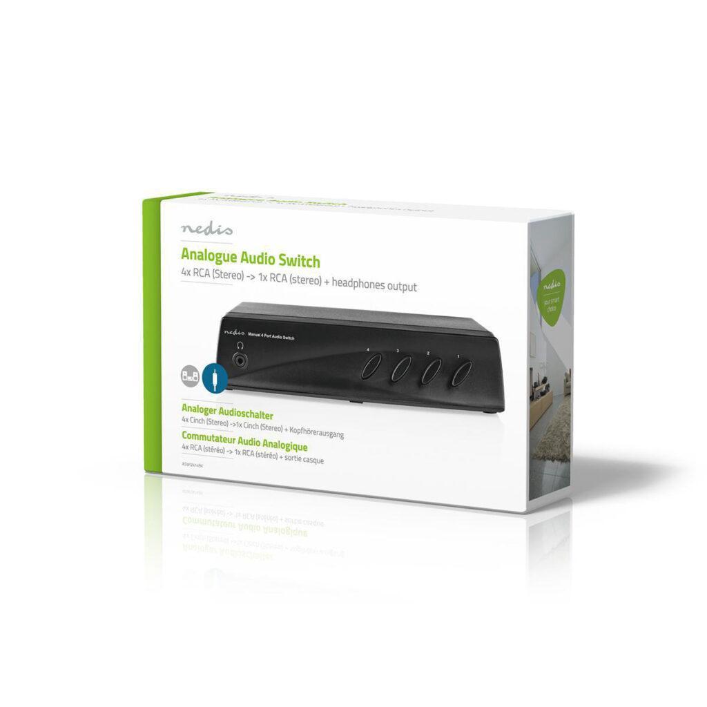 comutator audio analogic nedis 4x 2x rca stereo mama 1x rca stereo mama iesire casti negru 8
