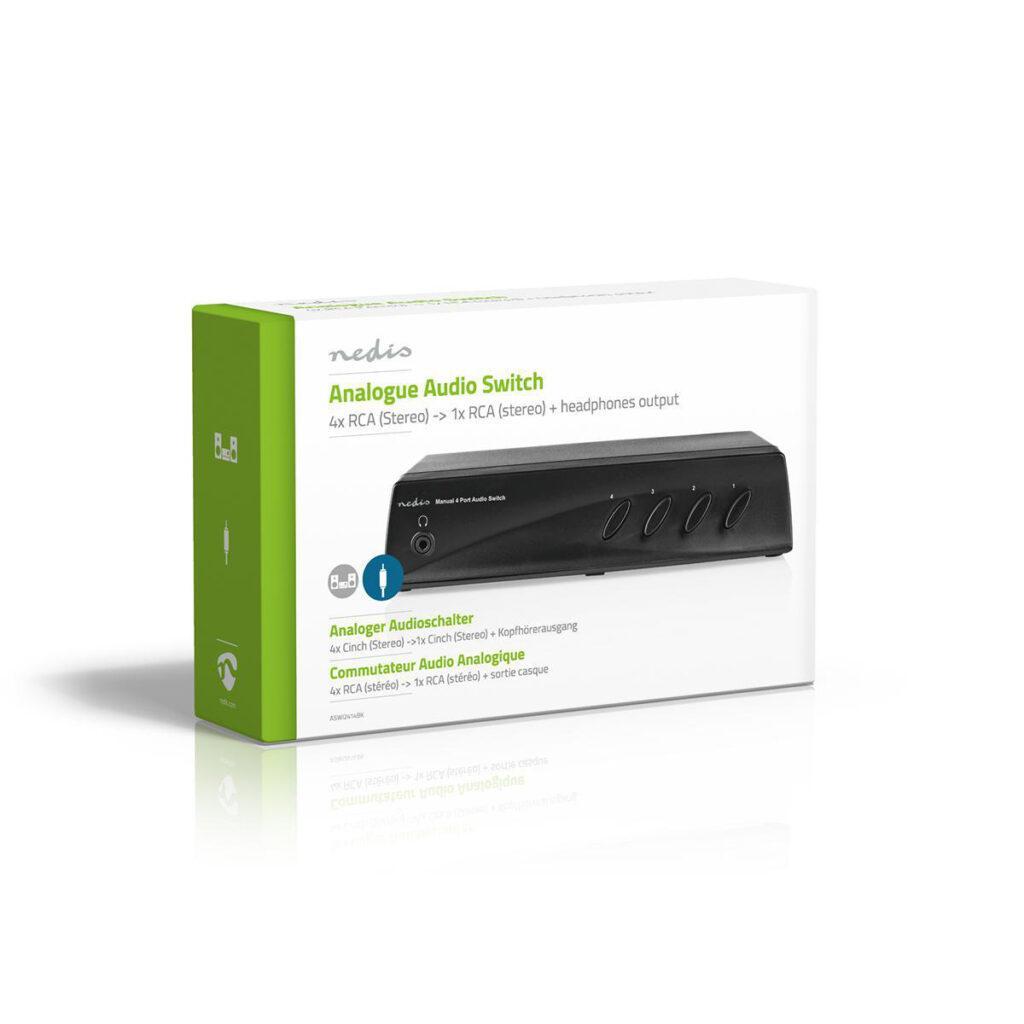 comutator audio analogic nedis 4x 2x rca stereo mama 1x rca stereo mama iesire casti negru 9