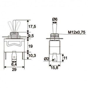 comutator cu brat de moment 1 circuit 10a 250vac on off on fara retinere 1