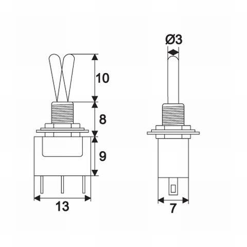 comutator on on cu brat 1 circuit 3a 250v cu retinere 1