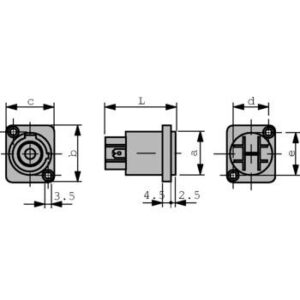 conector etans de panou iesire neutrik 1