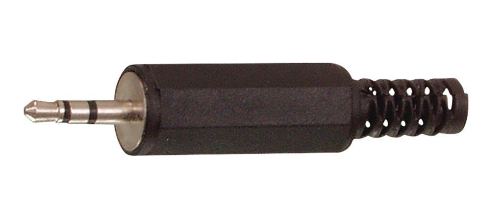conector mufa jack stereo 25 mm tata platic negru cu protector cablu valueline 2 scaled