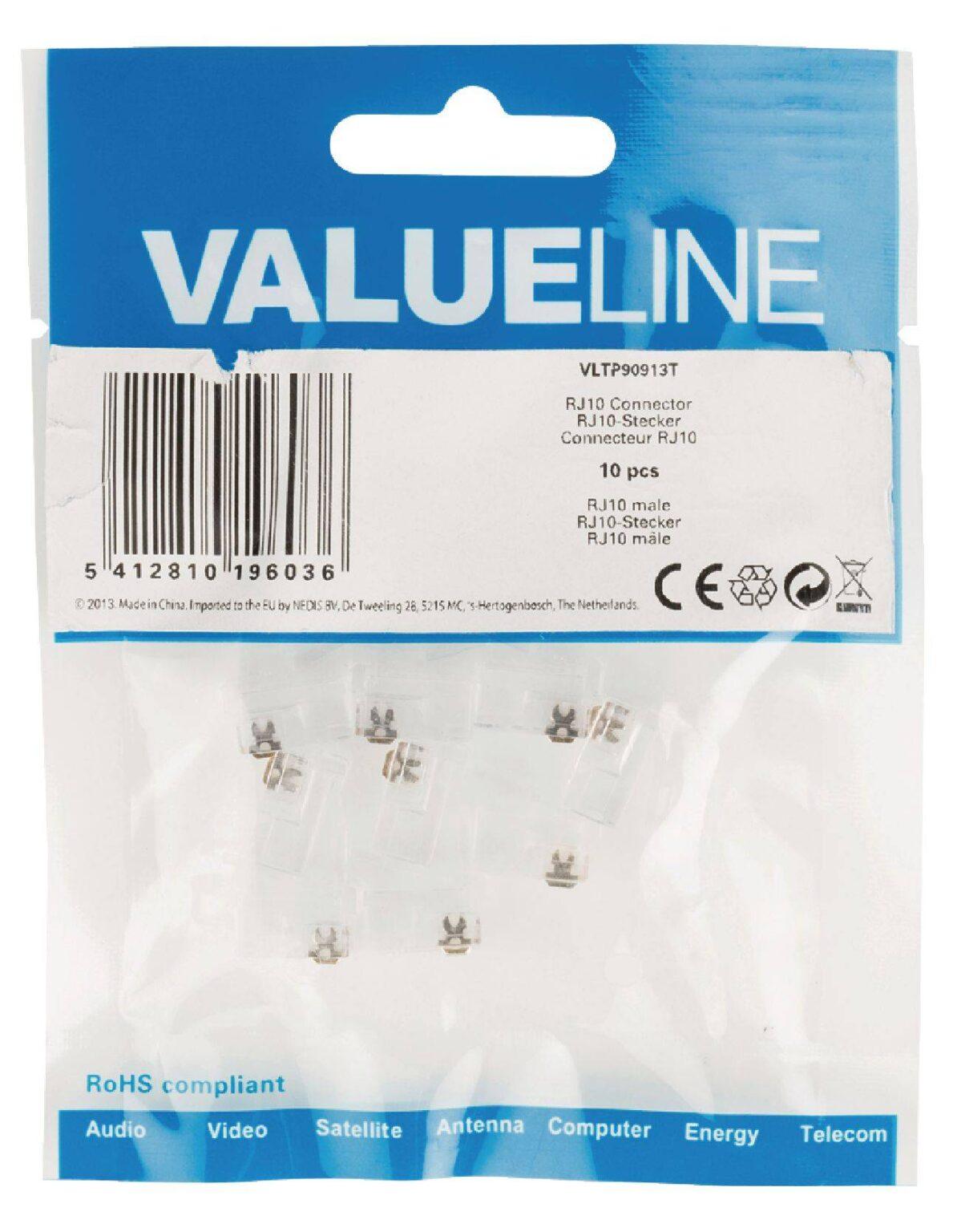 conector rj10 tata transparent tip pentru receptor telefon set 10buc valueline 1