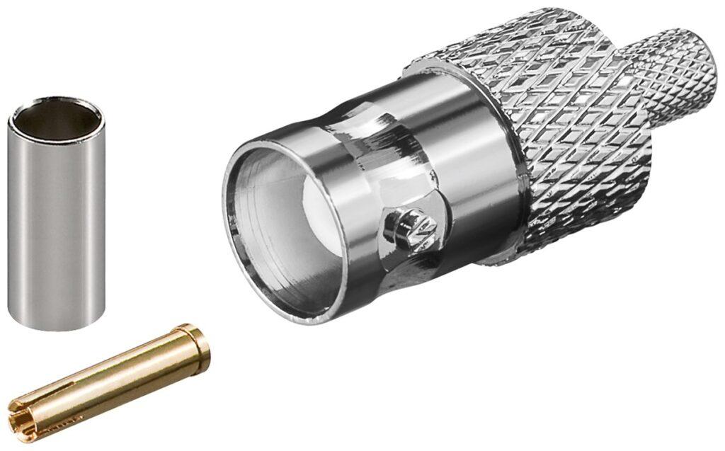 cuplaj crimp mufa bnc tata pentru cablu rg58 u cu pin de aur 50 ohm goobay