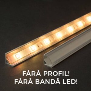 ecran transparent pentru profil aluminiu banda led 2m phenom lighting
