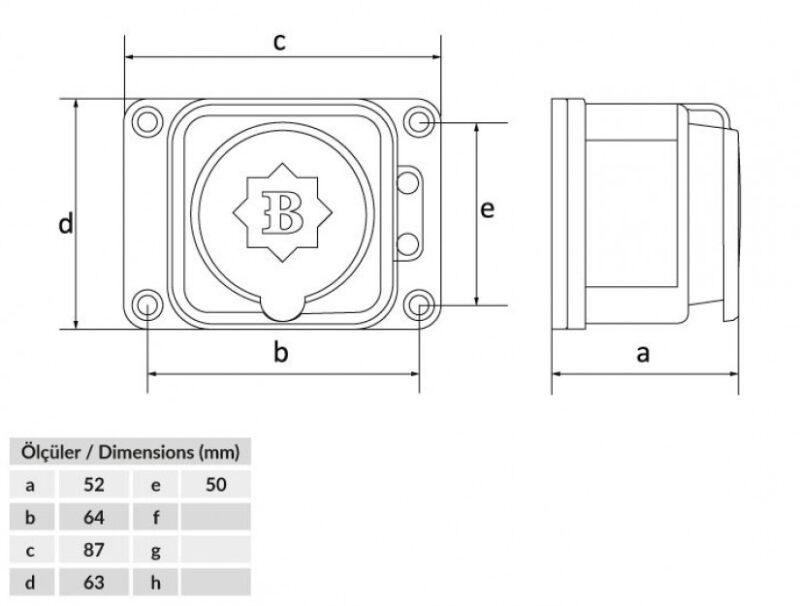 fisa schuko cauciuc cu capac bemis bk1 1402 3511 2pe 16a 250v aparenta ip54 1