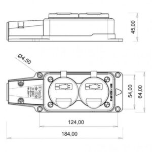 fisa schuko cauciuc cu capac bemis bk1 1402 3612 2pe 2 iesiri 16a 250v ip54 1