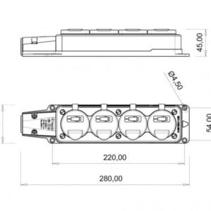 fisa schuko cauciuc cu capac bemis bk1 1402 3614 2pe 4 iesiri 16a 250v ip54 1