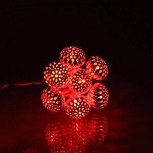 ghirlanda electrica luminoasa decorativa cu felinar 20 leduri rosii cablu transparent well