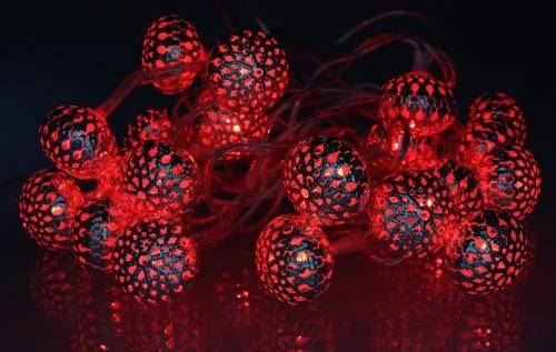 ghirlanda electrica luminoasa decorativa cu felinar 20 leduri rosii cablu transparent well 4