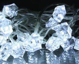 ghirlanda electrica luminoasa decorativa forma diamant 20 led albe lumina rece cablu transparent well