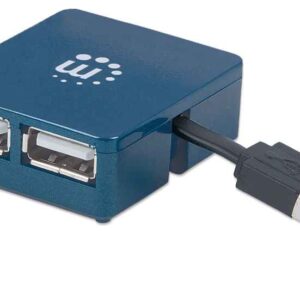 hub mini usb 20 cu 4 porturi albastru 160605 manhattan