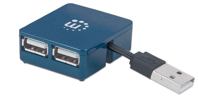 hub mini usb 20 cu 4 porturi albastru 160605 manhattan