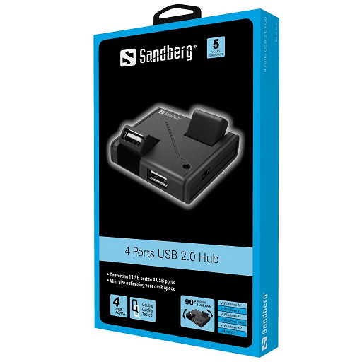 hub usb 20 sandberg 133 67 4 porturi negru 1