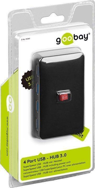 hub usb 30 la 4x usb alimentator tata mama negru goobay 2