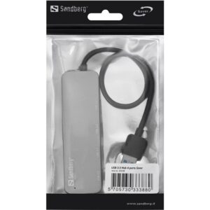 hub usb 30 sandberg 333 88 saver 4 porturi argintiu 1