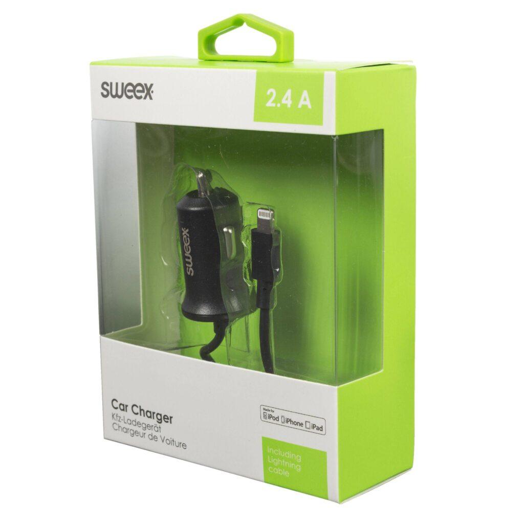 incarcator auto 24a apple lightning negru sweex 4 scaled