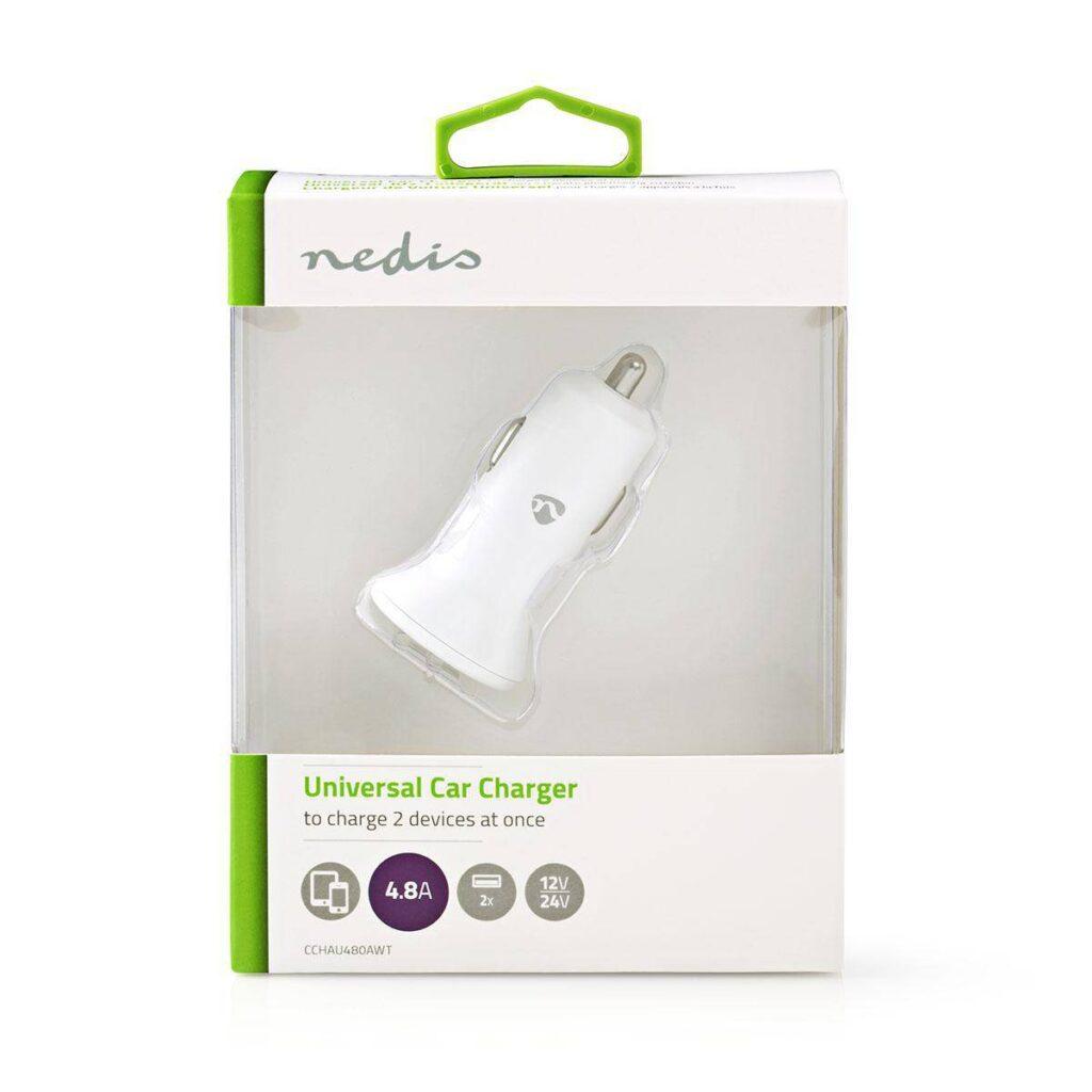 incarcator auto bricheta cu 2 iesiri usb a 48a alb nedis 3