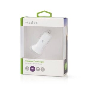 incarcator auto bricheta cu 2 iesiri usb a 48a alb nedis