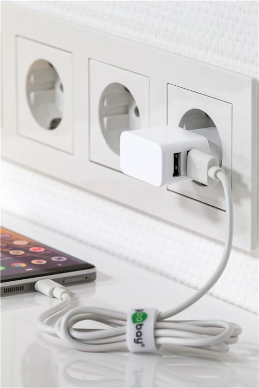 incarcator dual apple lightning usb 24a 12w 1m alb goobay 1