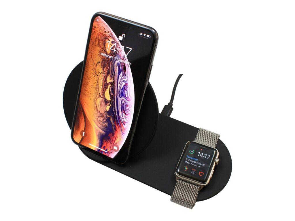 incarcator fara fir telefon qi fast charge 2 in 1 input 5v 3a 9v 2a 5w negru n26 1 black