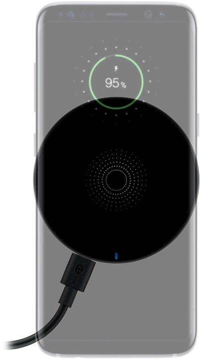 incarcator fara fir wireless 5w negru pentru telefoane inteligente si dispozitive standard qi goobay 1