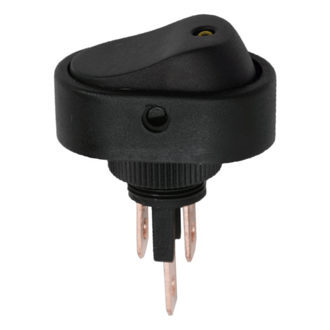 interupator basculant 1 circuit 12v 20a off on led galben cu retinere 2 pini 09047sa