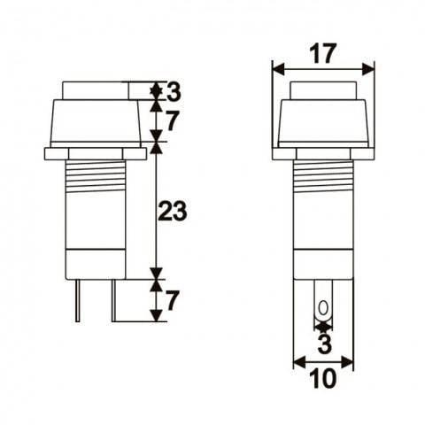 intrerupator 1 circuit 1a 250v off on rosu cu retinere 1