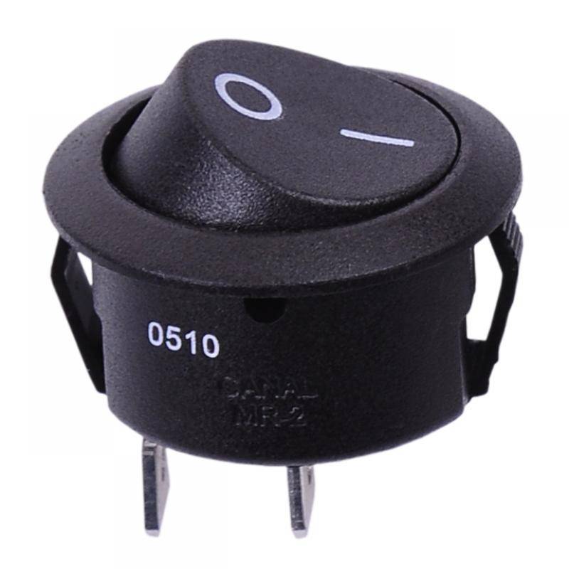 intrerupator 2 pini on off 6a 250v negru 18x10mm cu retinere 1