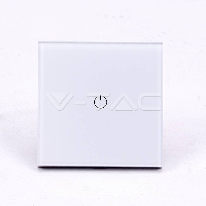 intrerupator smart simplu din sticla cu touch alb v tac 1